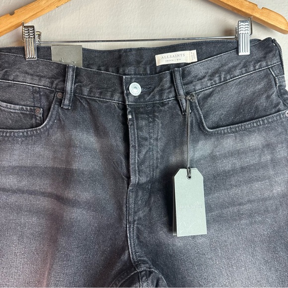 All Saints switch black washed skinny men’s shorts Sz 34 - Picture 5 of 11